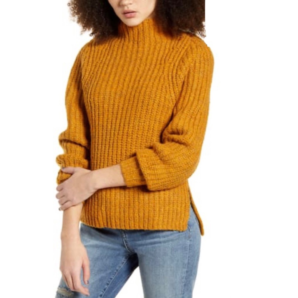 Leith Mock Neck Sweater - Yellow